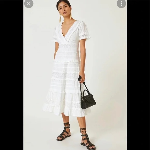 ANTHROPOLOGIE FEMME RUFFLED MIDI DRESS - Picture 1 of 15